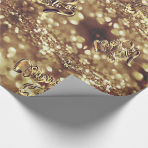 Papier Cadeau Élégant Faux Gold Foil Script Chic Noël