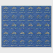 Papier Cadeau Élégant Faux Gold Script Joyeux Noël bleu (Plat)