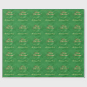 Papier Cadeau Élégant Faux Gold Script Joyeux Noël Vert (Plat)