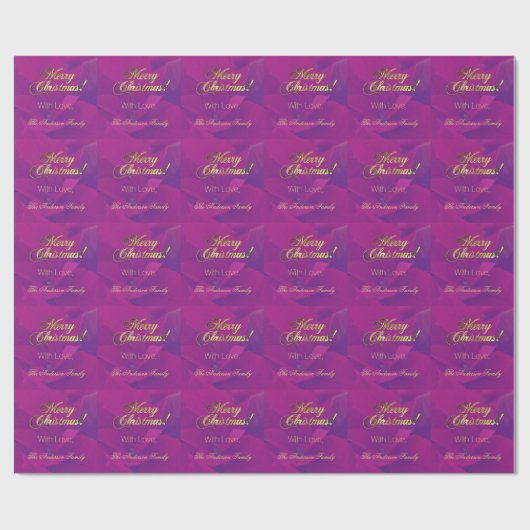 Papier Cadeau Élégant Faux Gold Script Joyeux Noël violet (Plat)