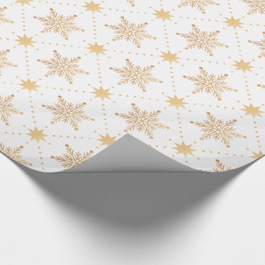 Papier Cadeau Élégant Faux Gold Snowflakes Noël Patttern (Coin)