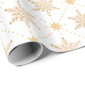 Papier Cadeau Élégant Faux Gold Snowflakes Noël Patttern (Coin rond)