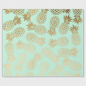 Papier Cadeau élégant faux or motif d'ananas tropical (Plat)