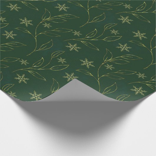 Papier Cadeau Élégant faux or vert feuille parties scintillant f (Coin)