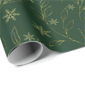 Papier Cadeau Élégant faux or vert feuille parties scintillant f (Coin rond)