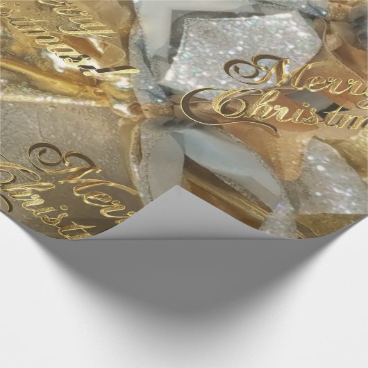 Papier Cadeau Élégant Faux Silver Gold Script Joyeux Noël (Coin)