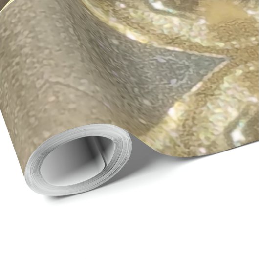 Papier Cadeau Élégant Faux Silver Gold Script Joyeux Noël (Coin rond)