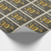 Papier Cadeau Elégant, Faux Wood, Faux Gold 30e Anniversaire + N (Coin)
