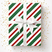 Papier Cadeau Élégant Festif Green Red Stripes Noël