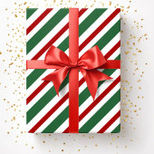 Papier Cadeau Élégant Festif Green Red Stripes Noël