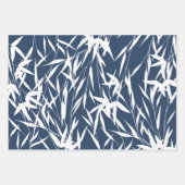 Papier Cadeau Élégant feuille de feuillage bleu (Devant)
