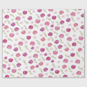 Papier Cadeau Élégant Feuilles floraux rose et pourpre Rose (Plat)
