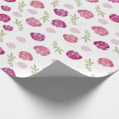 Papier Cadeau Élégant Feuilles floraux rose et pourpre Rose (Coin)