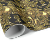 Papier Cadeau Élégant Fleur Baroque Élégant (Coin rond)