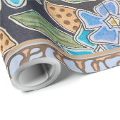 Papier Cadeau Élégant Fleur Bleu Périwinkle Floral Classic (Coin rond)