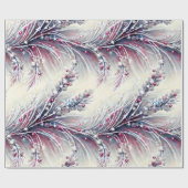 Papier Cadeau Elégant Fleur de Noël de fraises et de neige (Plat)