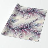 Papier Cadeau Elégant Fleur de Noël de fraises et de neige (Déroulé)