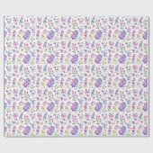 Papier Cadeau Élégant fleurs sauvages d'aquarelle rose violet (Plat)