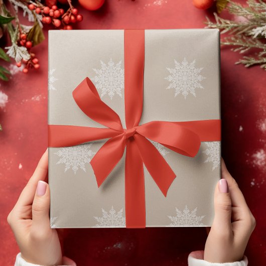 Papier Cadeau Élégant flocon de neige | Aquarelle | Noël | Beige