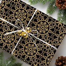 Élégant flocon de neige de Noël Faux Gold Black