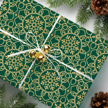Élégant flocon de neige de Noël Faux Gold Green