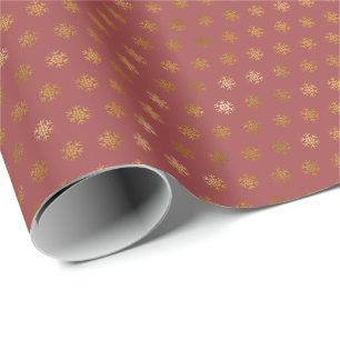 Papier Cadeau Élégant flocon de neige doré Noël Fêtes Bourgogne