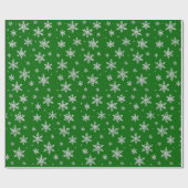 Papier Cadeau Élégant flocon de neige en argent | Vacances d'hiv (Plat)