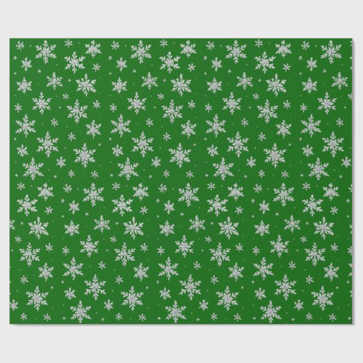 Papier Cadeau Élégant flocon de neige en argent | Vacances d'hiv (Plat)