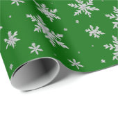 Papier Cadeau Élégant flocon de neige en argent | Vacances d'hiv (Coin rond)