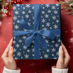Papier Cadeau Élégant flocon de neige en argent Vacances d'hiv