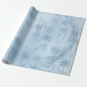 Papier Cadeau Élégant flocon de neige en marbre bleu parties s