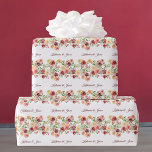 Papier Cadeau Élégant Floral Bourgogne Rouge Monogramme Mariage<br><div class="desc">Joli papier d'emballage floral burgundy et pêche avec un beau bouquet de jolies fleurs de pivoine. Ce magnifique emballage cadeau mariage de fleurs monogramme présente les noms du couple personnalisés dans le design. Customisez ce papier d'emballage mignon pour vos amis lors de leur journée spéciale ou utilisez-le comme une épouse...</div>