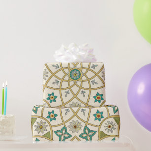Papier Cadeau Élégant floral islamique vert or