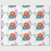 Papier Cadeau Élégant Floral Rustique Marine Bordeaux Marsala Ro (Plat)