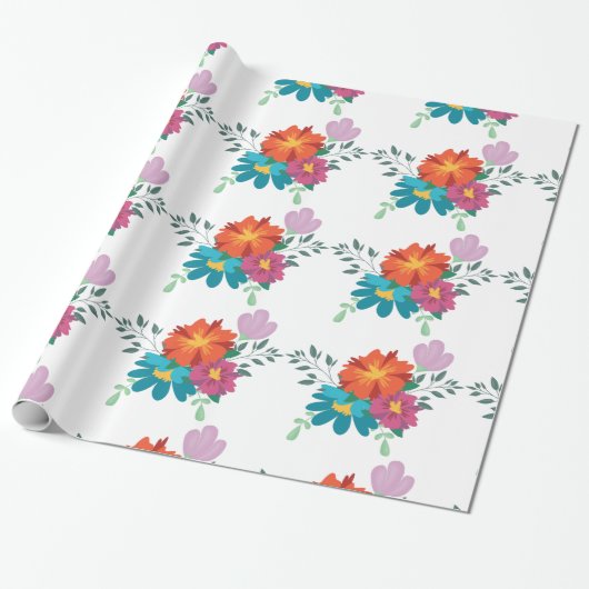 Papier Cadeau Élégant Floral Rustique Marine Bordeaux Marsala Ro (Déroulé)