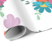 Papier Cadeau Élégant Floral Rustique Marine Bordeaux Marsala Ro (Coin rond)