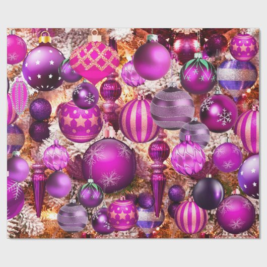 Papier Cadeau Élégant fuchsia Noël ornements vacances Wrapp (Plat)