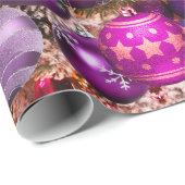 Papier Cadeau Élégant fuchsia Noël ornements vacances Wrapp (Coin rond)