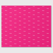 Papier Cadeau Elégant fuchsia rose chaud nom personnalisé texte  (Plat)