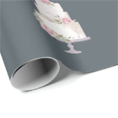 Papier Cadeau Elégant gâteau bleu à trois niveaux (Coin rond)