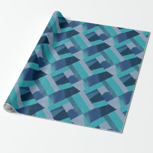 Papier Cadeau Elégant géométrique Abstrait bleu & turquoise
