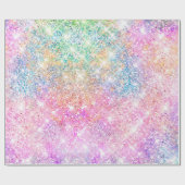 Papier Cadeau Elégant girly iridescente licorne arc-en-ciel (Plat)