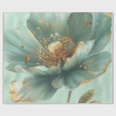 Papier Cadeau Elegant Gold and Emerald Poppy Wedding Wrapping  (Plat)