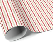 Papier Cadeau Elegant Gold and Red Candy Cane Pinstripe Pattern (Coin rond)
