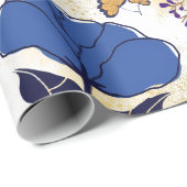 Papier Cadeau Elegant Gold & Bold Floral (Coin rond)