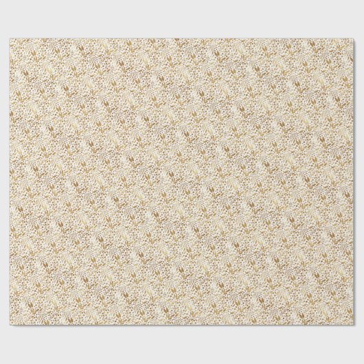 Papier Cadeau Élégant Gold Branches Holiday (Plat)