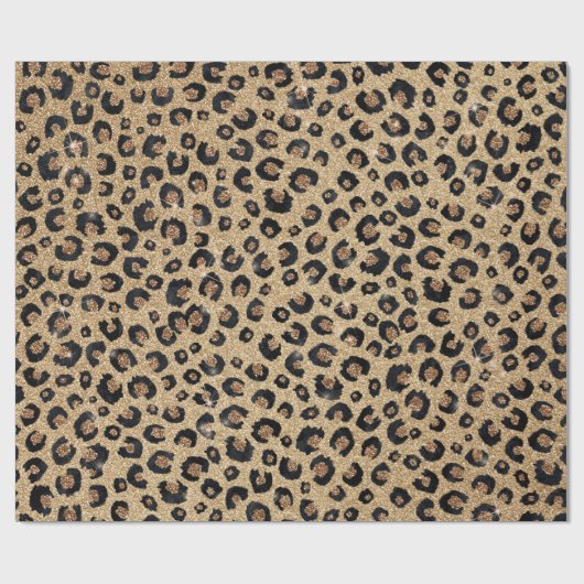 Papier Cadeau Elegant Gold Glitter Black Leopard Print (Plat)
