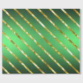 Papier Cadeau Élégant Gold Green Diagonal Stripes Motif (Plat)