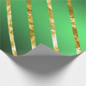 Papier Cadeau Élégant Gold Green Diagonal Stripes Motif (Coin)