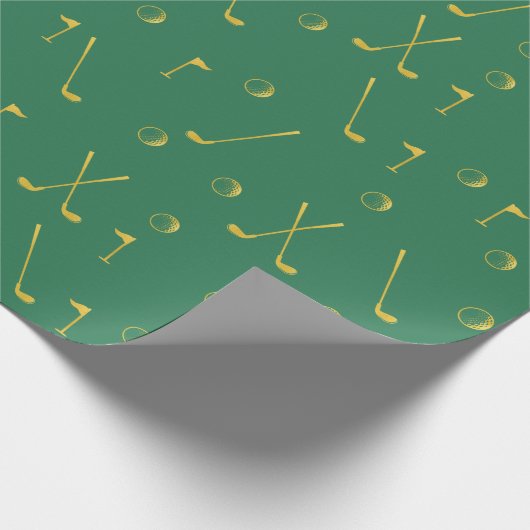 Papier Cadeau Elégant Gold Motif Golfer Green (Coin)